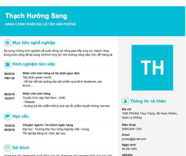 Mẫu CV HÀNH CHÍNH NHÂN SỰ-LỄ TÂN VĂN PHÒNG