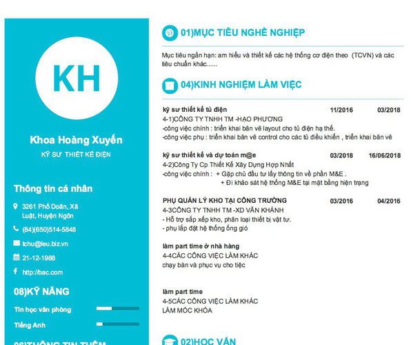 Gợi ý cách viết Mẫu CV tham khảo KỸ SƯ  THIẾT KẾ ĐIỆN