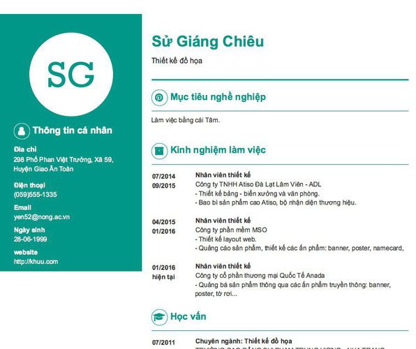 Mẫu CV Thiết kế đồ họa