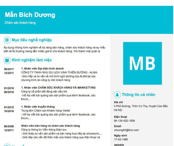 Gợi ý cách viết Mẫu CV tham khảo Chăm sóc khách hàng