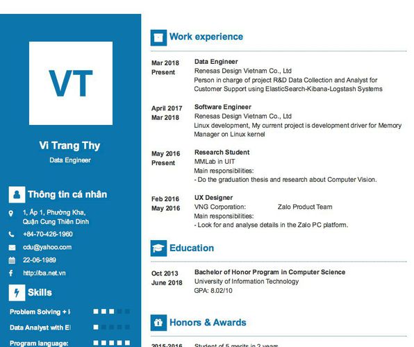 Gợi ý cách viết Mẫu CV tham khảo Data Engineer