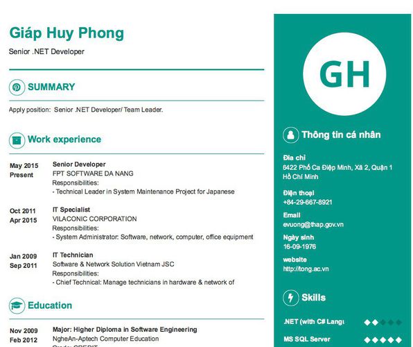 Gợi ý cách viết Mẫu CV tham khảo Senior .NET Developer