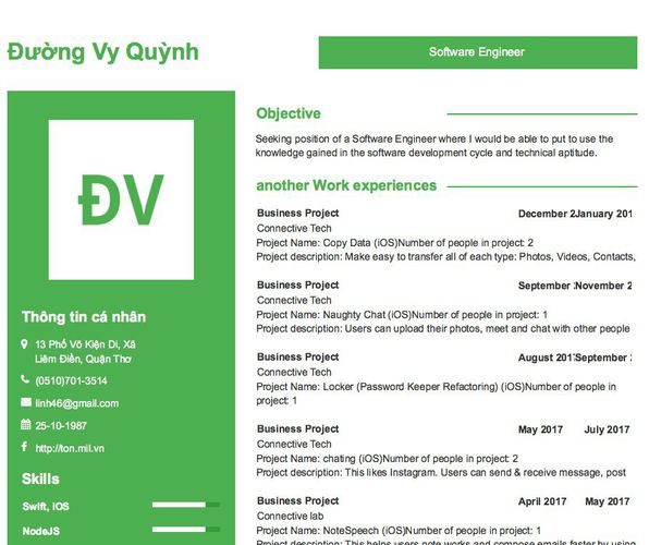 Gợi ý cách viết Mẫu CV tham khảo Software Engineer