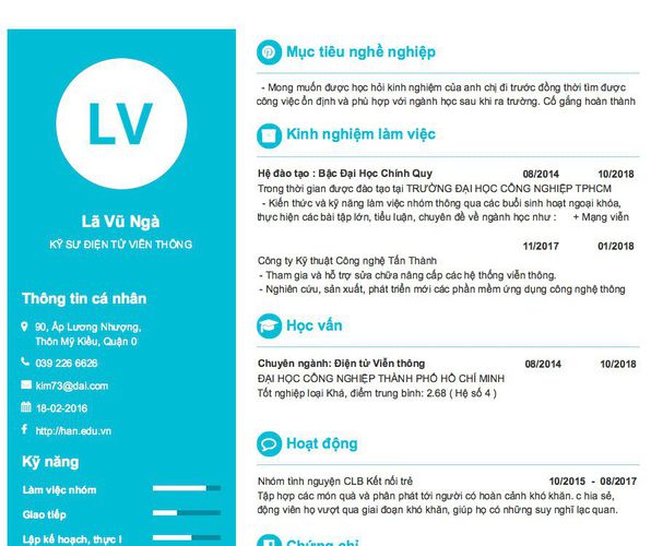 Gợi ý cách viết Mẫu CV tham khảo KỸ SƯ ĐIỆN TỬ VIỄN THÔNG