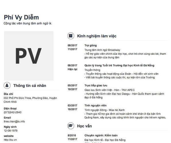 Gợi ý cách viết Mẫu CV tham khảo Cộng tác viên trung tâm anh ngữ ik