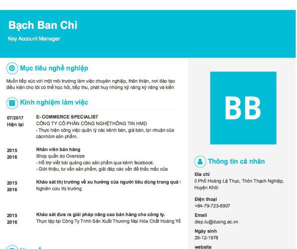 Gợi ý cách viết Mẫu CV tham khảo Key Account Manager