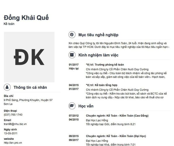 Gợi ý cách viết Mẫu CV tham khảo Kế toán
