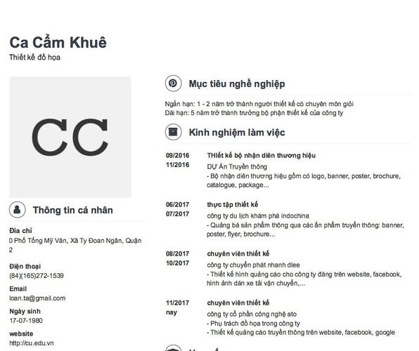 Mẫu CV Thiết kế đồ họa