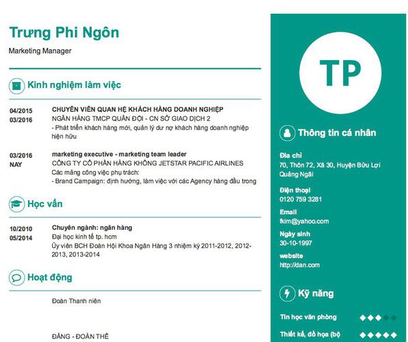 Gợi ý cách viết Mẫu CV tham khảo Marketing Manager