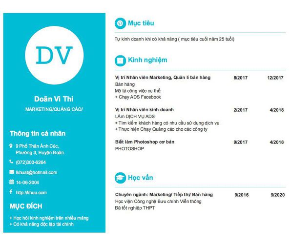 Gợi ý cách viết Mẫu CV tham khảo MARKETING/QUẢNG CÁO/