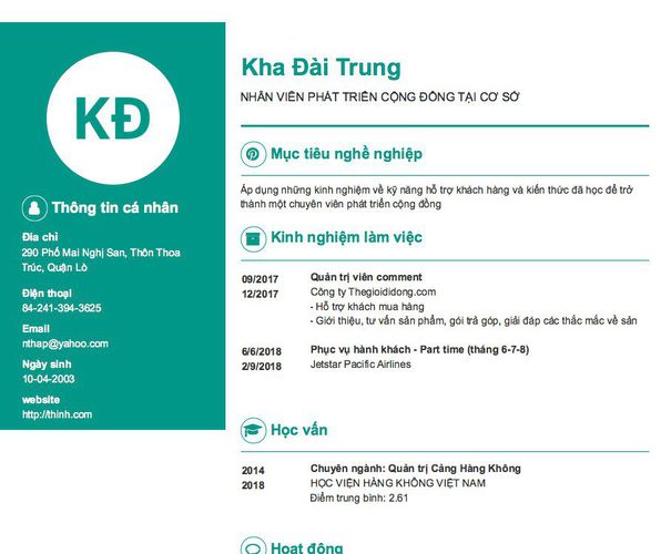 Gợi ý cách viết Mẫu CV tham khảo NHÂN VIÊN PHÁT TRIỂN CỘNG ĐỒNG TẠI CƠ SỞ