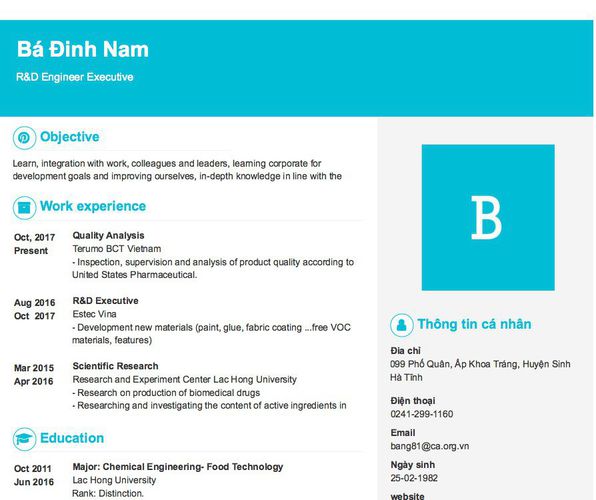 Gợi ý cách viết Mẫu CV tham khảo R&D Engineer Executive