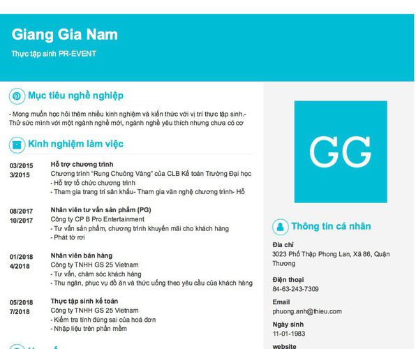 Gợi ý cách viết Mẫu CV tham khảo Thực tập sinh PR-EVENT