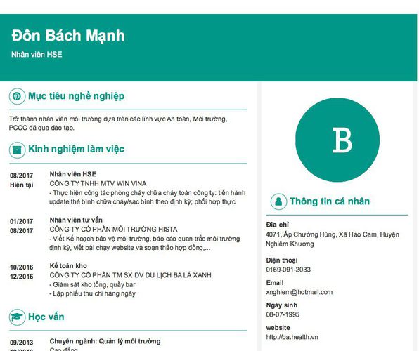 Gợi ý cách viết Mẫu CV tham khảo Nhân viên HSE