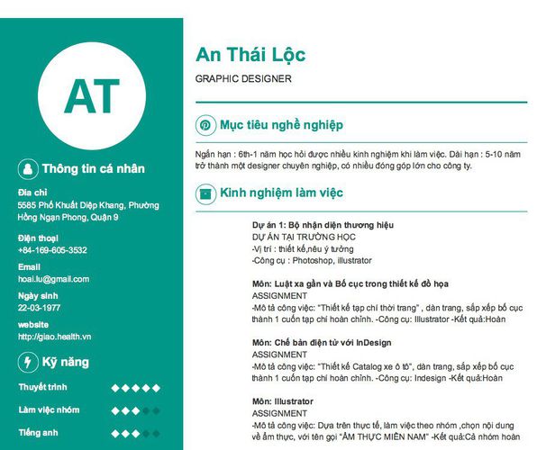 Gợi ý cách viết Mẫu CV tham khảo GRAPHIC DESIGNER