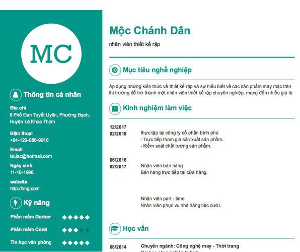 Gợi ý cách viết Mẫu CV tham khảo nhân viên thiết kế rập