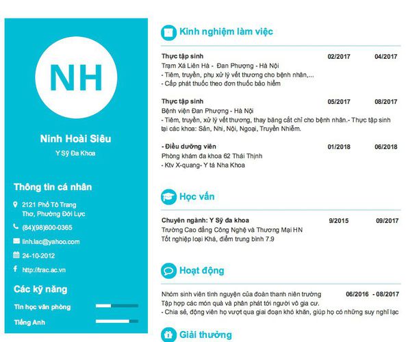 Gợi ý cách viết Mẫu CV tham khảo Y Sỹ Đa Khoa