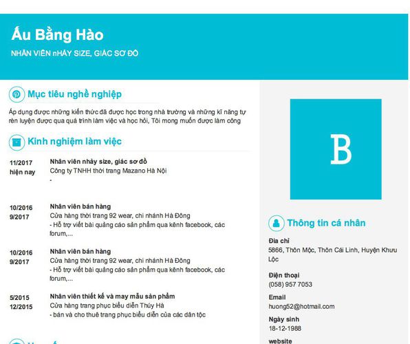 Gợi ý cách viết Mẫu CV tham khảo NHÂN VIÊN nHẢY SIZE, GIÁC SƠ ĐỒ