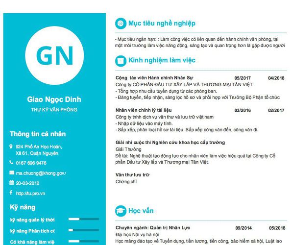 Gợi ý cách viết Mẫu CV tham khảo THƯ KÝ VĂN PHÒNG