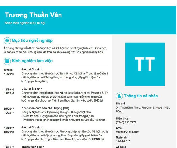 Gợi ý cách viết Mẫu CV tham khảo Nhân viên nghiên cứu xã hội