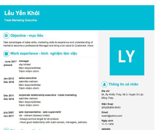 Gợi ý cách viết Mẫu CV tham khảo Trade Marketing Executive