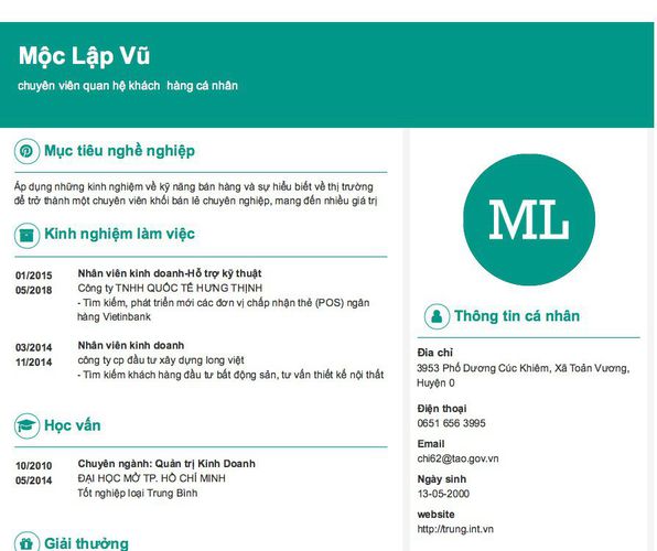 Gợi ý cách viết Mẫu CV tham khảo chuyên viên quan hệ khách  hàng cá nhân