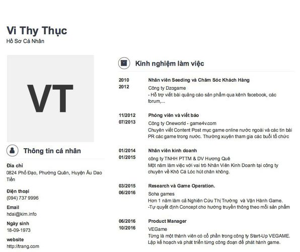 Gợi ý cách viết Mẫu CV tham khảo Hồ Sơ Cá Nhân