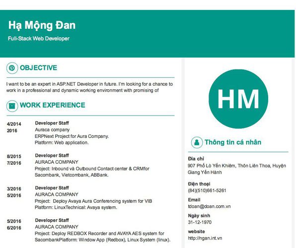 Gợi ý cách viết Mẫu CV tham khảo Full-Stack Web Developer