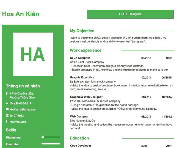 #17923 Mẫu CV UI UX Designer thiết kế chuẩn nhất 2024 bởi Hoa A
