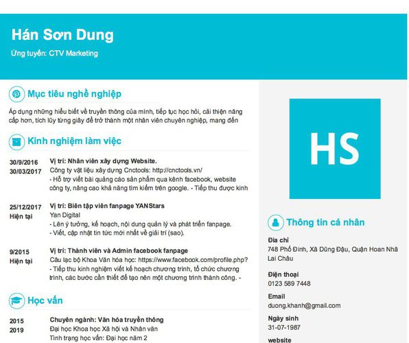 Gợi ý cách viết Mẫu CV tham khảo Ứng tuyển: CTV Marketing