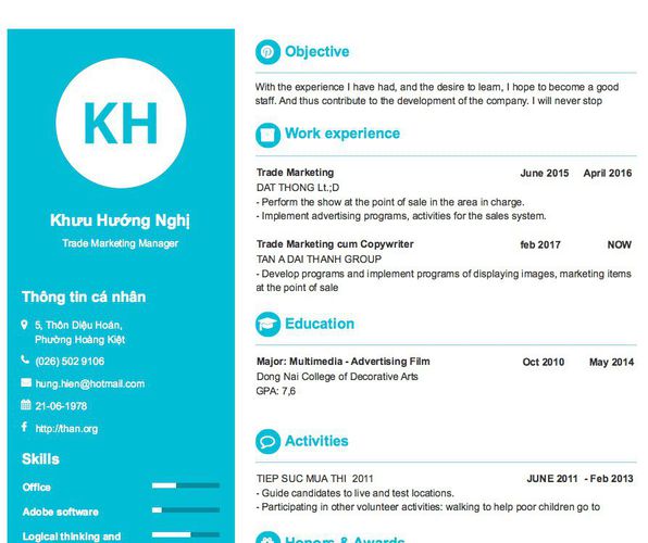 Gợi ý cách viết Mẫu CV tham khảo Trade Marketing Manager