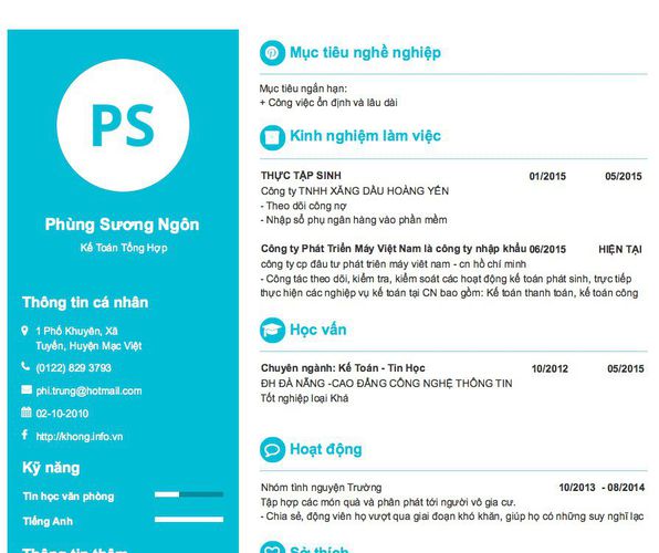 Gợi ý cách viết Mẫu CV tham khảo  Kế Toán Tổng Hợp