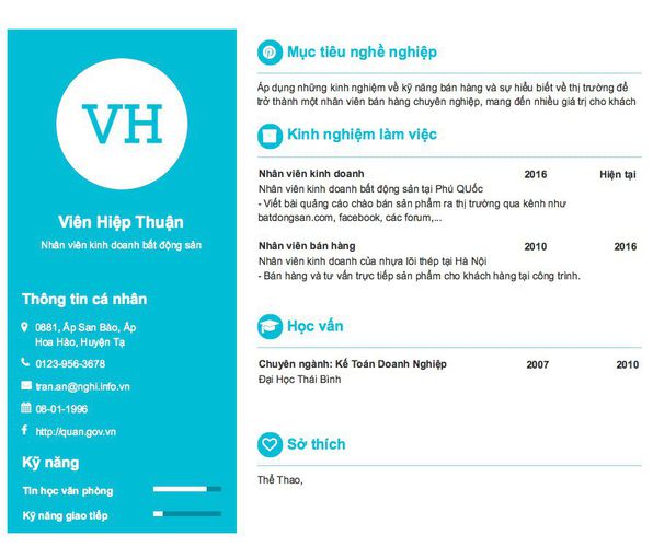 Gợi ý cách viết Mẫu CV tham khảo Nhân viên kinh doanh bất động sản