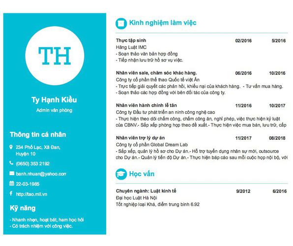 Gợi ý cách viết Mẫu CV tham khảo Admin văn phòng