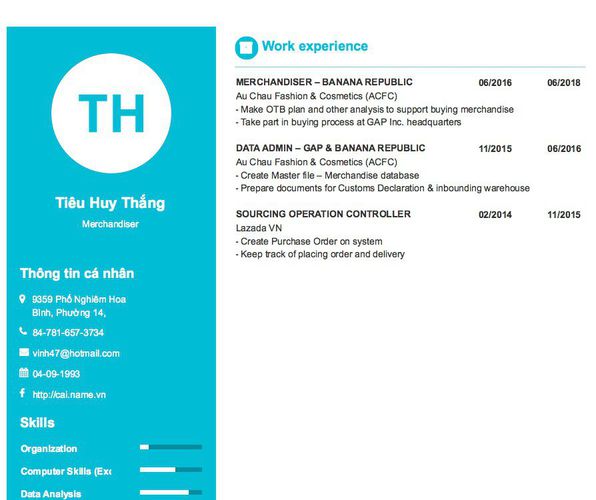 Gợi ý cách viết Mẫu CV tham khảo Merchandiser