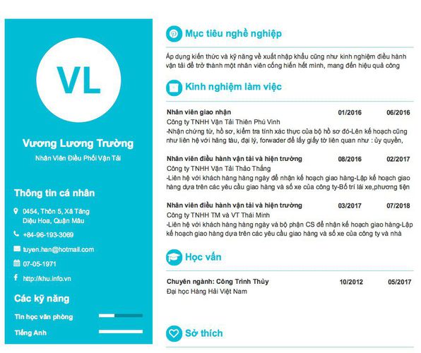 Gợi ý cách viết Mẫu CV tham khảo Nhân Viên Điều Phối Vận Tải