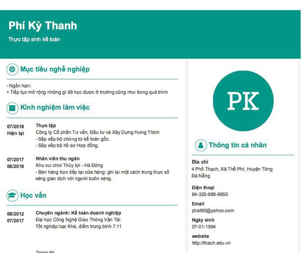 Gợi ý cách viết Mẫu CV tham khảo Thực tập sinh kế toán