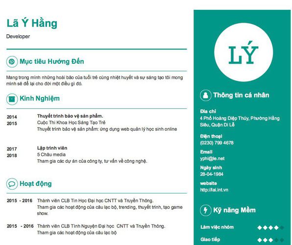 Gợi ý cách viết Mẫu CV tham khảo Developer