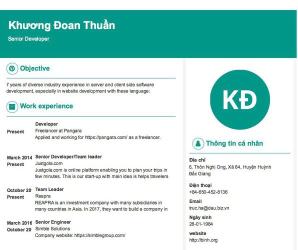 Gợi ý cách viết Mẫu CV tham khảo Senior Developer