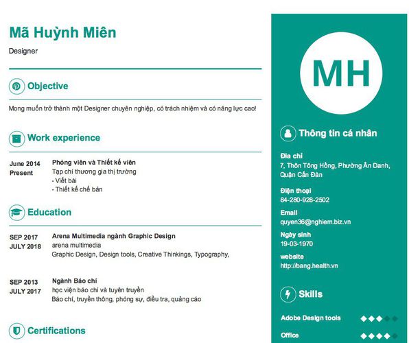 Gợi ý cách viết Mẫu CV tham khảo Designer