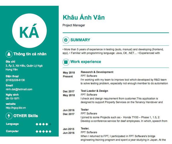 Gợi ý cách viết Mẫu CV tham khảo Project Manager