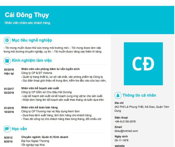 Gợi ý cách viết Mẫu CV tham khảo Nhân viên chăm sóc khách hàng