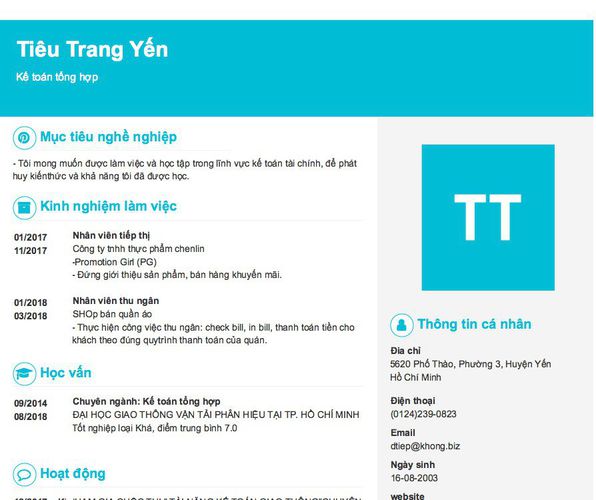 Gợi ý cách viết Mẫu CV tham khảo Kế toán tổng hợp