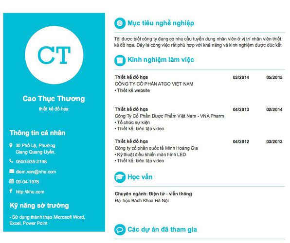 Mẫu CV thiết kế đồ họa