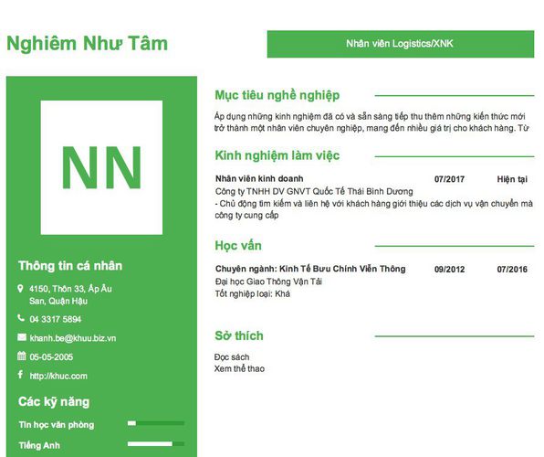 Gợi ý cách viết Mẫu CV tham khảo Nhân viên Logistics/XNK