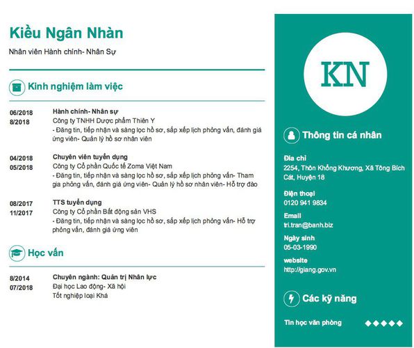 Mẫu CV Nhân viên Hành chính- Nhân Sự