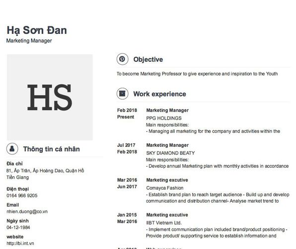 Gợi ý cách viết Mẫu CV tham khảo Marketing Manager