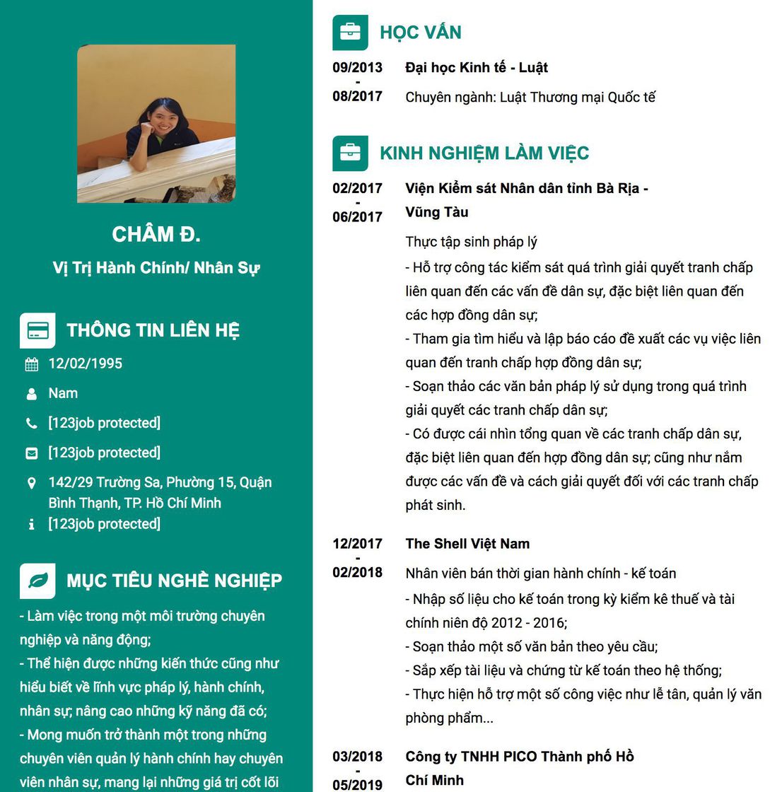 Gợi ý cách viết Mẫu CV tham khảo Vị trị Hành chính/ Nhân sự 