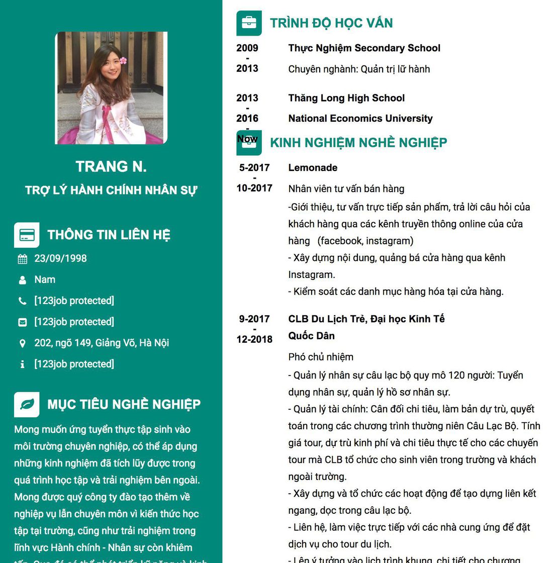 Gợi ý cách viết Mẫu CV tham khảo TRỢ LÝ HÀNH CHÍNH NHÂN SỰ 