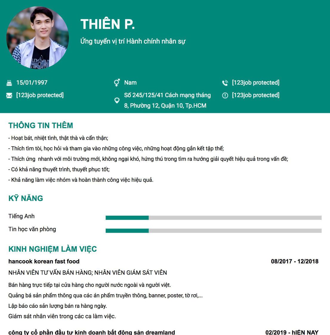 Gợi ý cách viết Mẫu CV tham khảo Ứng tuyển vị trí&nbsp;Hành chính nhân sự 